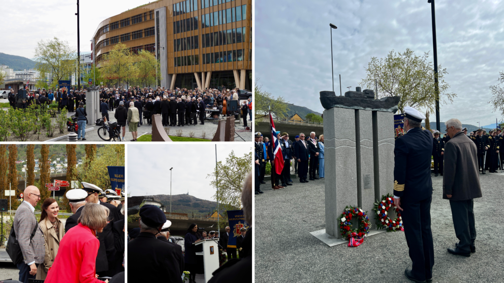Kollasj av bilder fra åpningen av verftsparken i solheimsviken